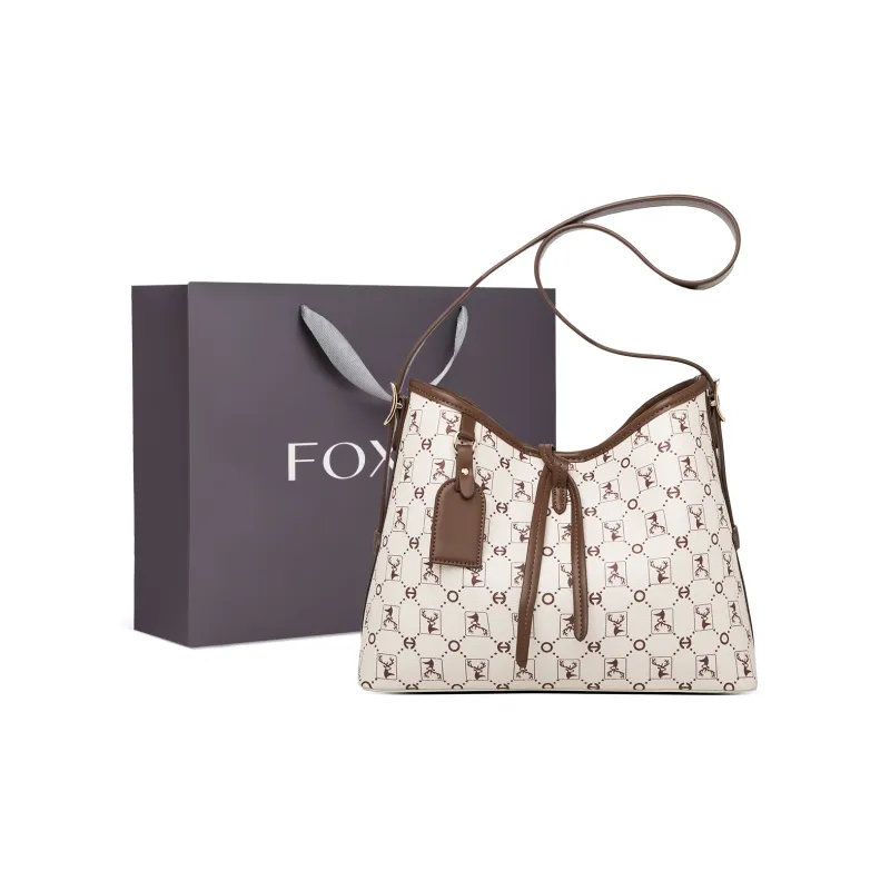 FOXER Synthetic Leather Shoulder Bag Women's Coffee/Apricot-12
