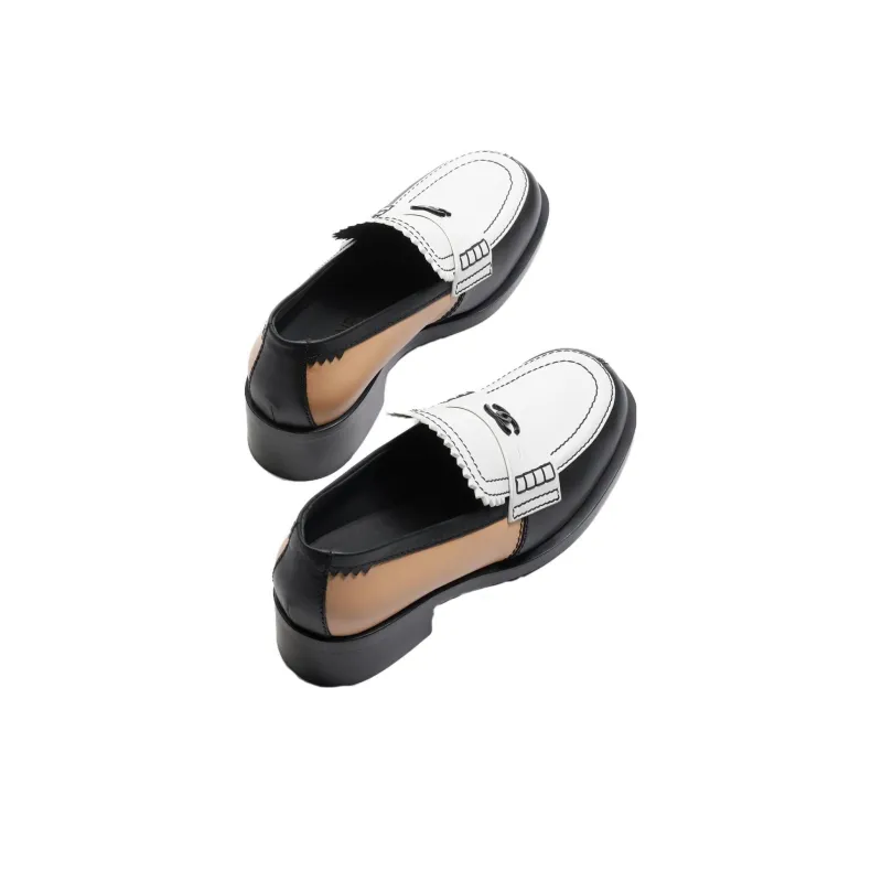 CHANEL Loafers 4.5cm Women's Black White-3