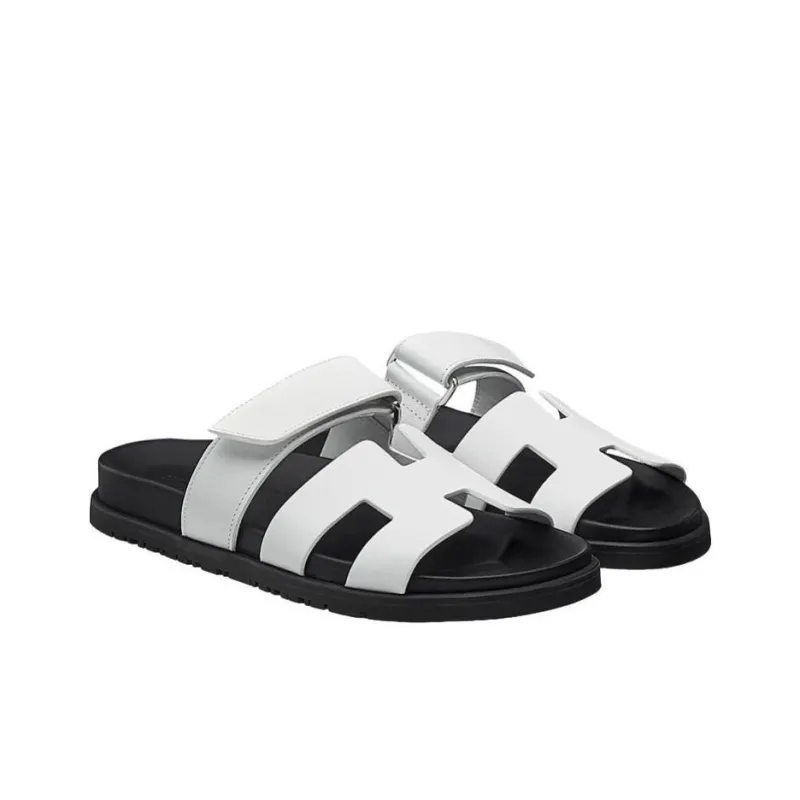 HERMES Chypre Leather Slides Women's-2