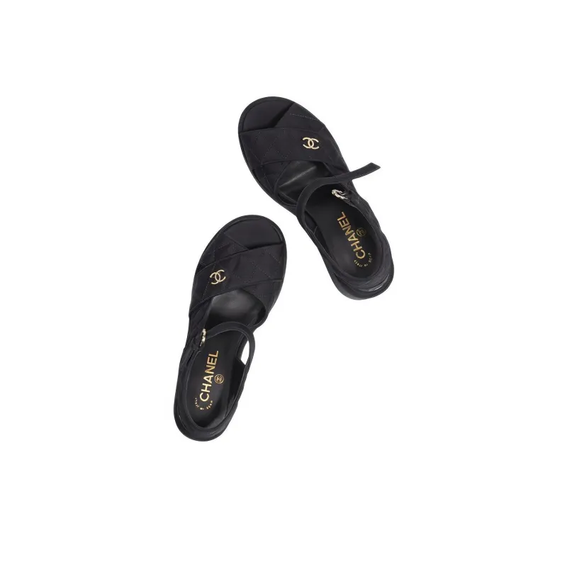 CHANEL Beach Sandals Women's Black-3