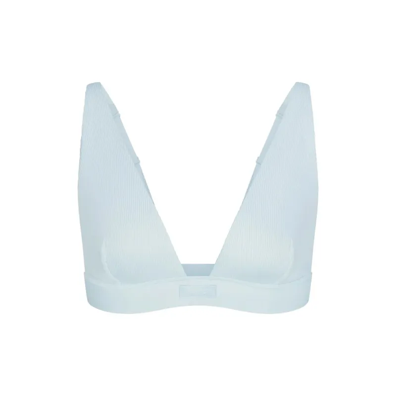SKIMS COTTON RIB PLUNGE BRALETTE Bra Women's 1 Pack OPAL/Opal-0