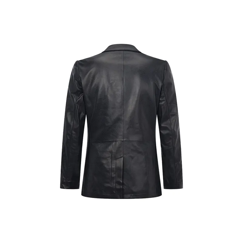 RARE Leather Jacket Men's Navy Blue-2
