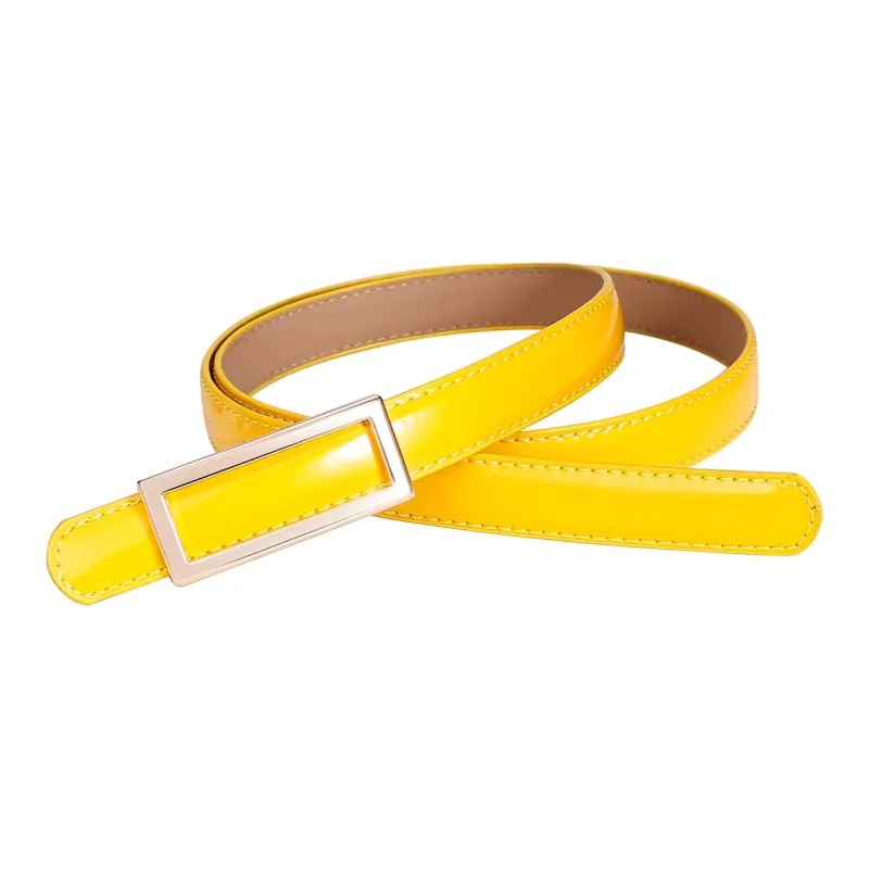 Jaylen Oos Patent Leather Fashion Smooth Buckle Cow Leather Thin Belt Women's 1.9cm-18