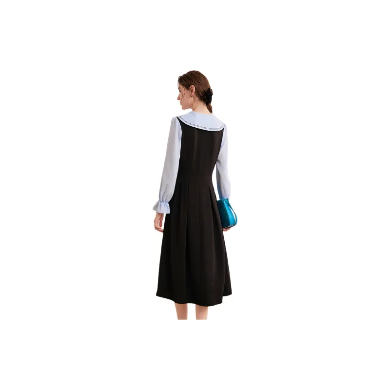 LOUISY AO Long Sleeved Dresses Women's Black & Blue-1