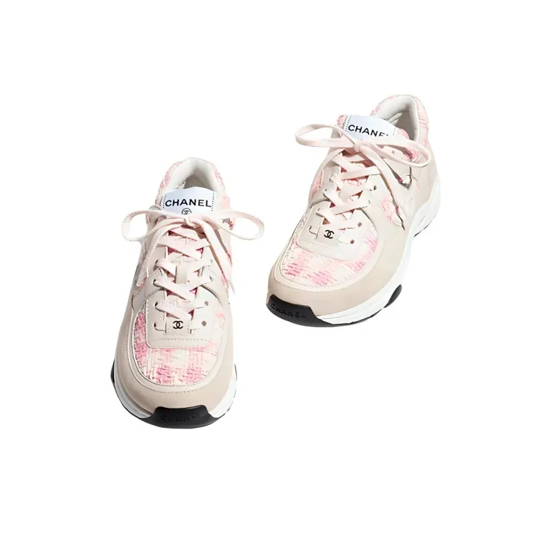 CHANEL Casual Style Tweed Plain Logo Low-Top Sneakers-3