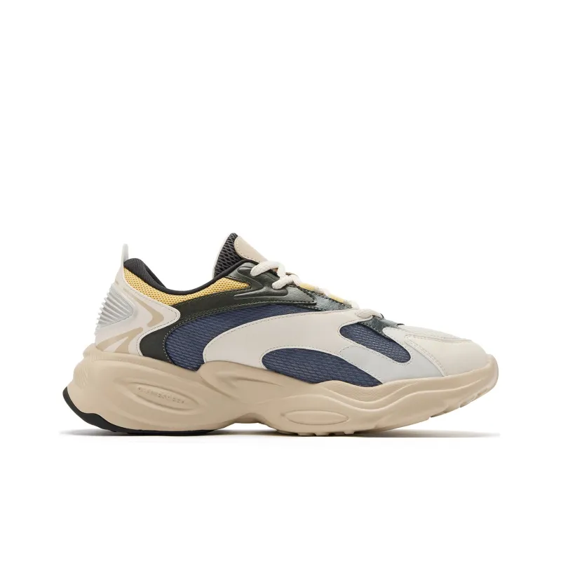 QIAODAN Anti-Slip And Wear-Resistant Breathable Low-Top Casual Shoes Men's Beige Blue-1