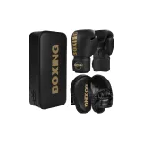 BOX Black Gold 1 Pair+Punch Bag 2 Pcs+Kick Pad 1 Pc