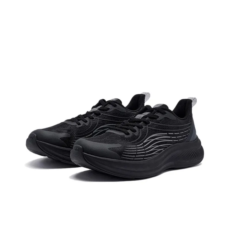 QIAODAN Breathable Lightweight Low Top Casual Running Shoes Men's Black-1