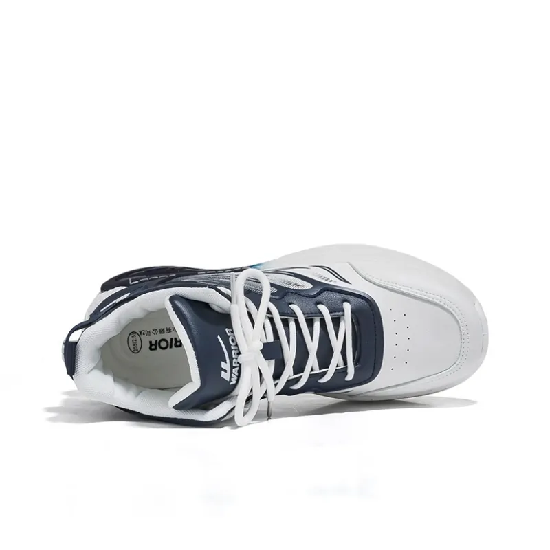Warrior Cushioned Wear Resistant Height Increasing Mid Top Running Shoes Men's Dark Blue White-4