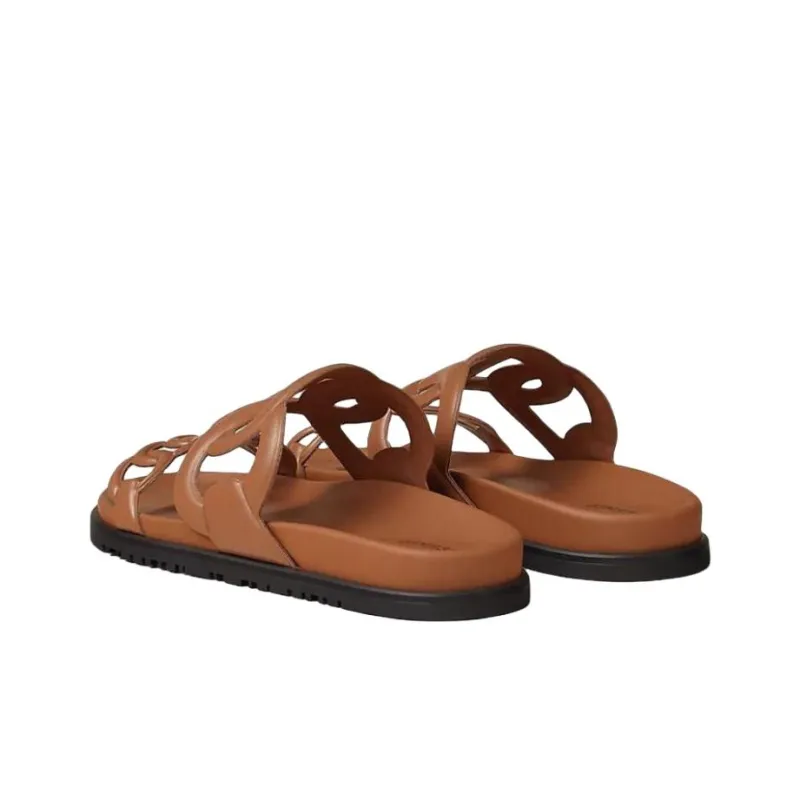 HERMES Extra Slide Slippers Women's Brown-3