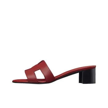 HERMES Oasis Slide Slippers Women's Burgundy