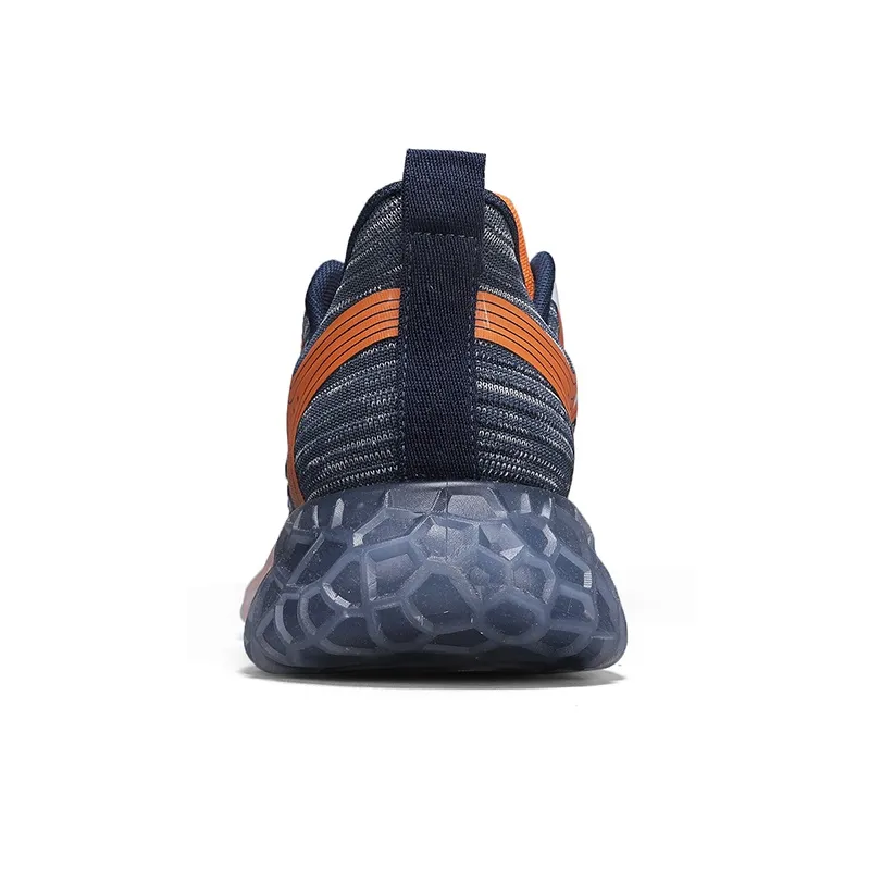 Warrior Cushioned Wear Resistant Slip Resistant Low Top Casual Running Shoes Men's White Dark Blue-4