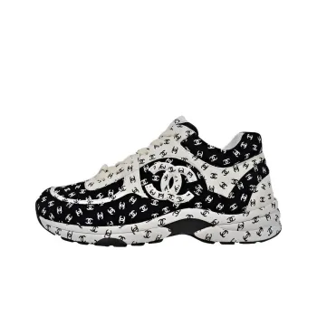 CHANEL Suede Trainer Printed Cc Black Women's