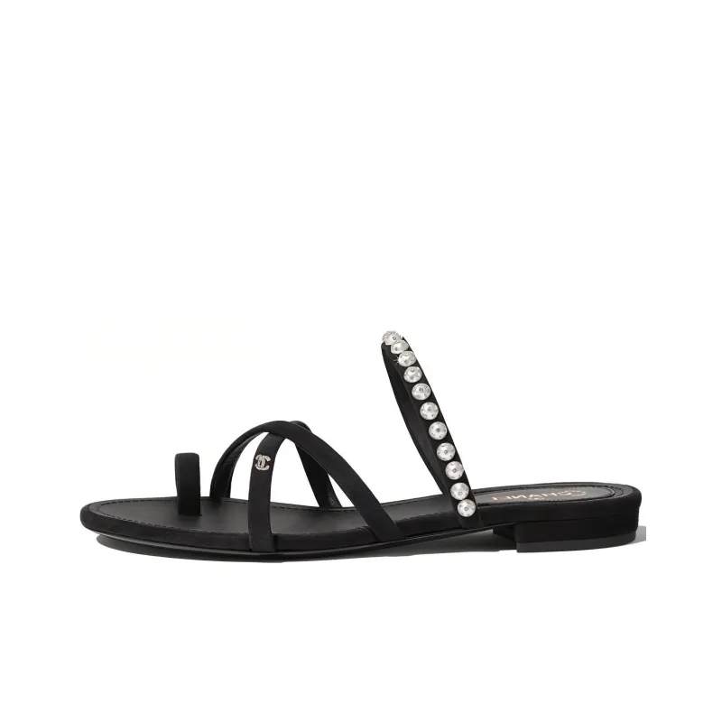 CHANEL Slip Resistant Flip Flops Women's Black-0