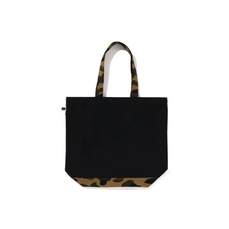 A BATHING APE Cotton Tote Shoulder Bag Regular Unisex Black/Ecru-1