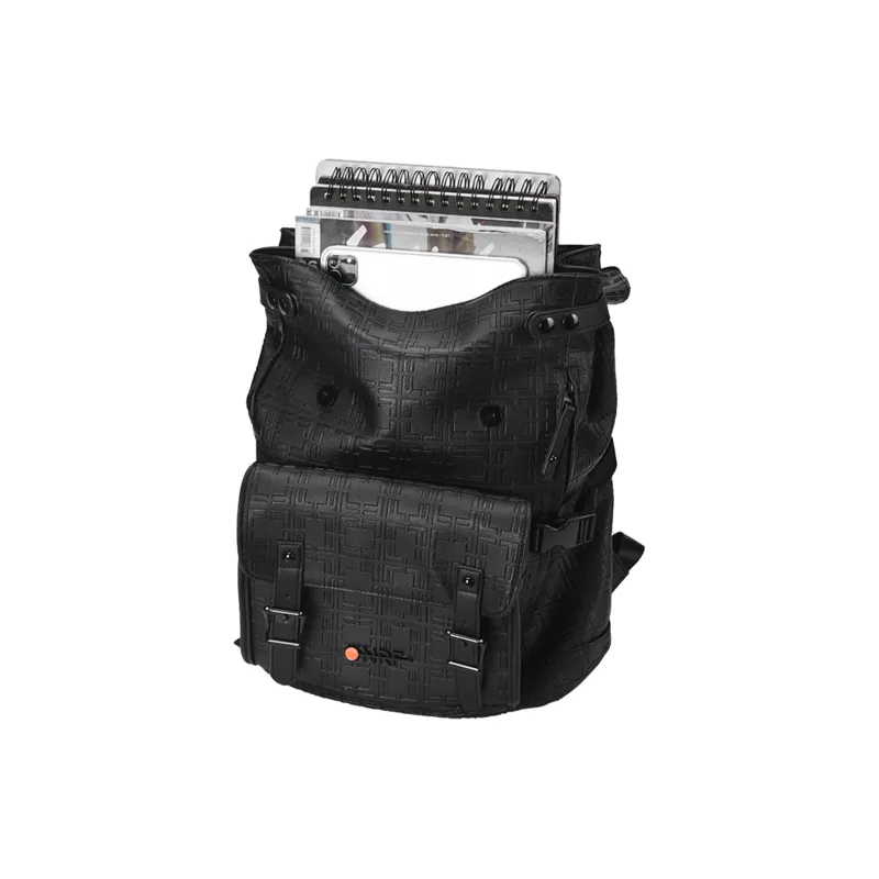ONRF PVC Leather Backpack Travel Bag Laptop Bag For Students Tubas Unisex Black-17