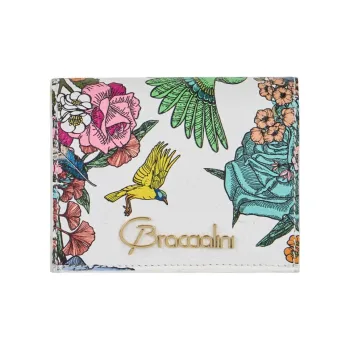 Braccialini Leather Wallet Mini Women's White & Multicolor