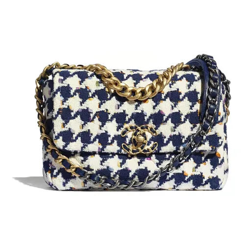 CHANEL 19Bag Soft Tweed Fabric Mouth Cover Bag Crossbody Bag Medium Size Women's Multicolor