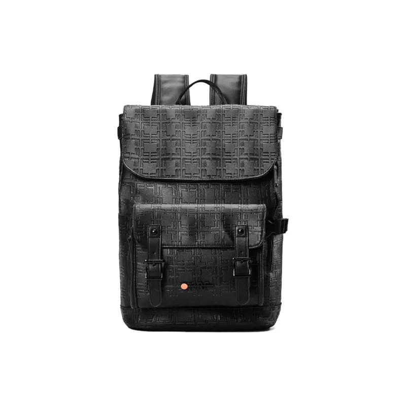 ONRF PVC Leather Backpack Travel Bag Laptop Bag For Students Tubas Unisex Black-16