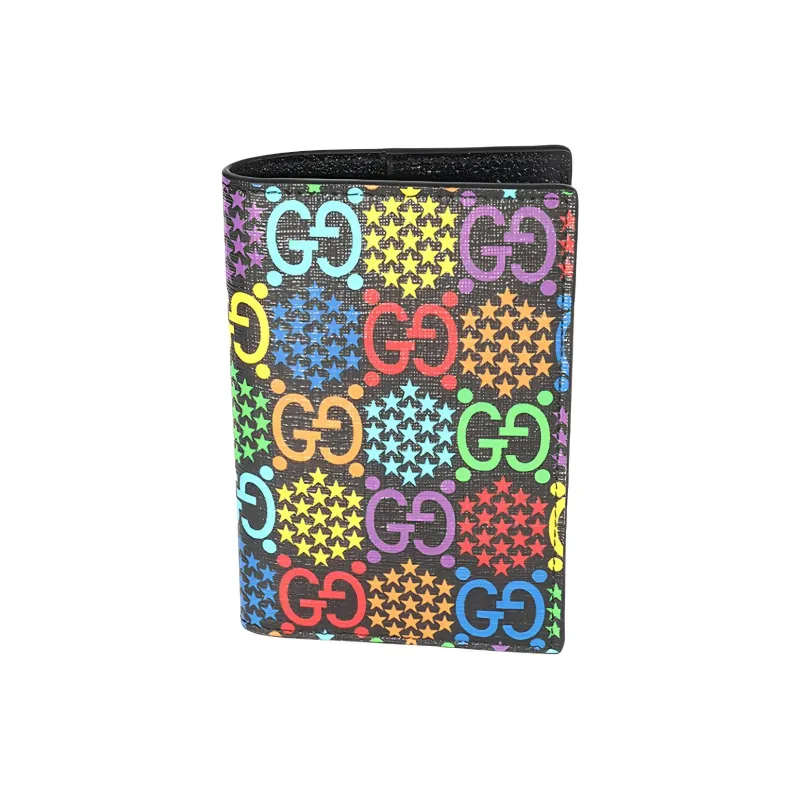 GUCCI Canvas With Leather Passport Holder Card Clip Wallet Men's Multicolor-1