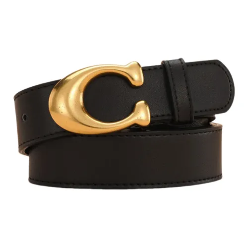 Emperor Penguin Decorative Jeans With Horse Shoe Buckle Slimming Korean Style Leather Belts Women's Black Width  3.8cm