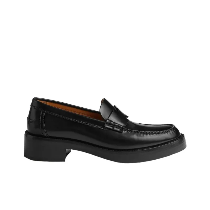 HERMES Hour Loafer Noir Calfskin Leather-1