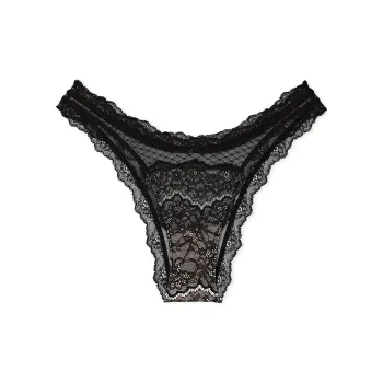 Victoria's Secret DREAM ANGELS Lace-Trim Brazilian Panty / Black Underpants Women's 1 Pack Black