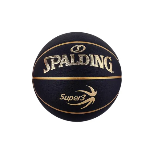SPALDING SUPER3 Super League Series PU Basketball Black Gold Size 7 Training Competition Unisex