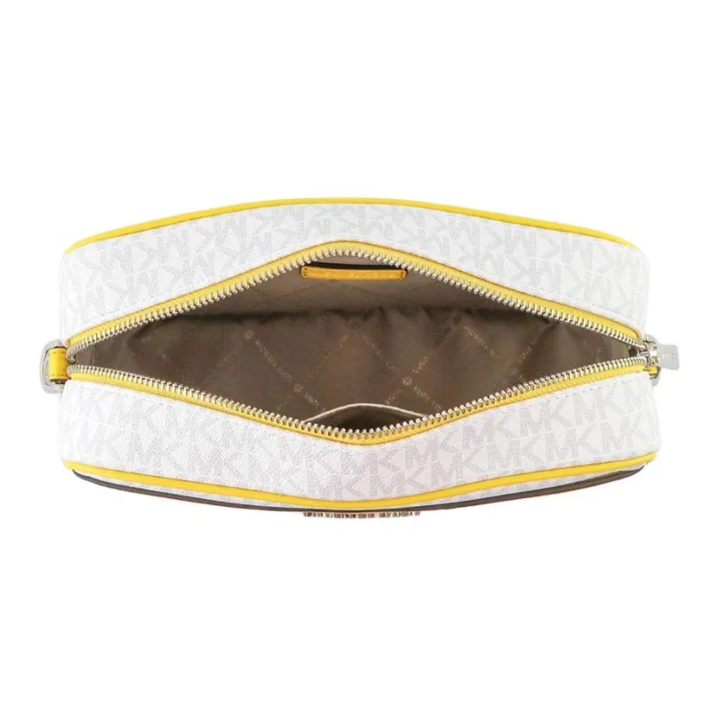 MICHAEL KORS Kenly Leather Camera Bags Crossbody Bags Large Size Women's White/Yellow-5