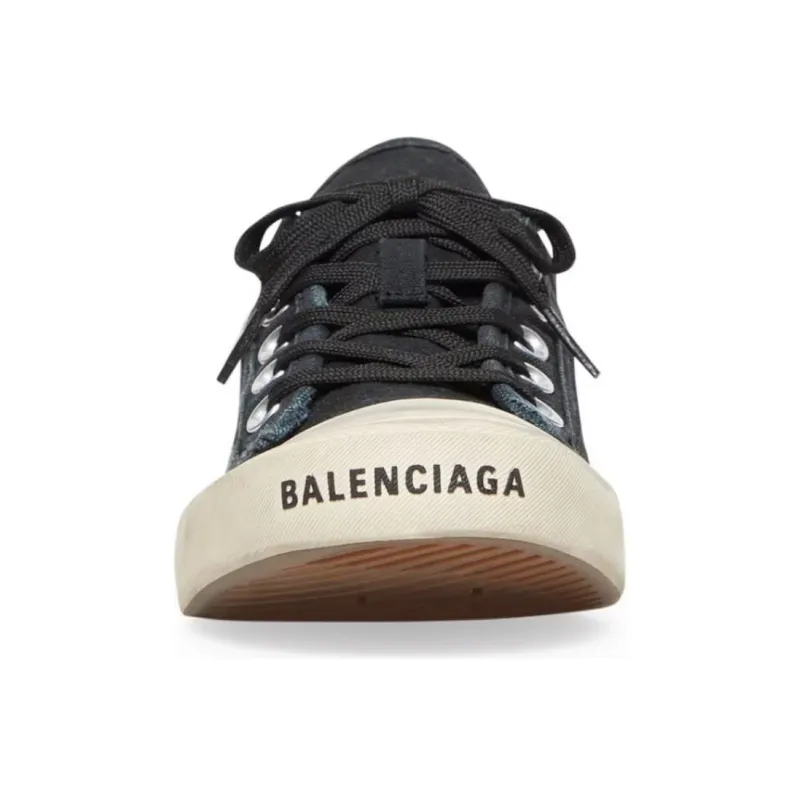 Balenciaga Paris Low Top Sneakers 'Black Destroyed Cotton And White Rubber' Women's-3