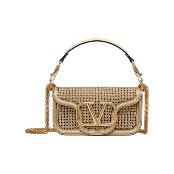 Valentino Logo Plaque Foldover Top Shoulder Bag