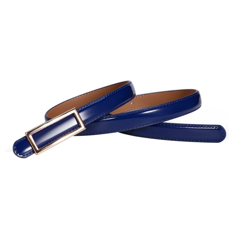 Jaylen Oos Patent Leather Fashion Smooth Buckle Cow Leather Thin Belt Women's 1.9cm-24