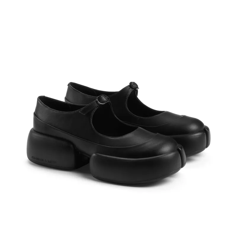 CHARLES&KEITH Small CK Gothic Lolita Style Casual Single Shoes 4.5cm Women's Black-1