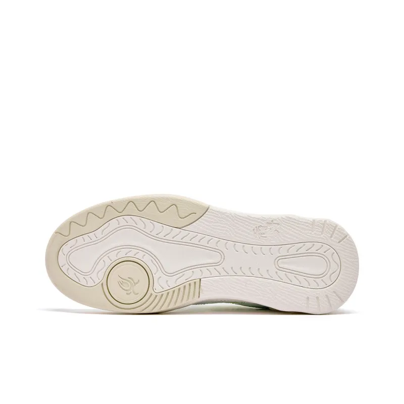 QIAODAN Anti Slip Wear Resistant Low Top Skateboard Shoes Women's Green White-5