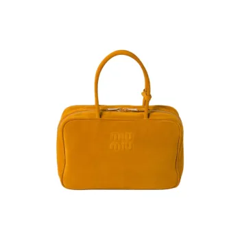 MIU MIU Beau Suede Leather Bowling Bag, Shoulder Bag, Handbag Women's Yellow