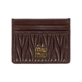 MIU MIU Quilting Nappa Leather Card Holder Women's Briarwood