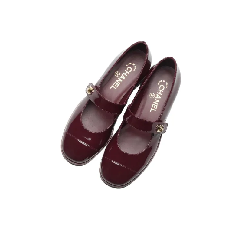 CHANEL Casual Single Shoes Women's Burgundy-4