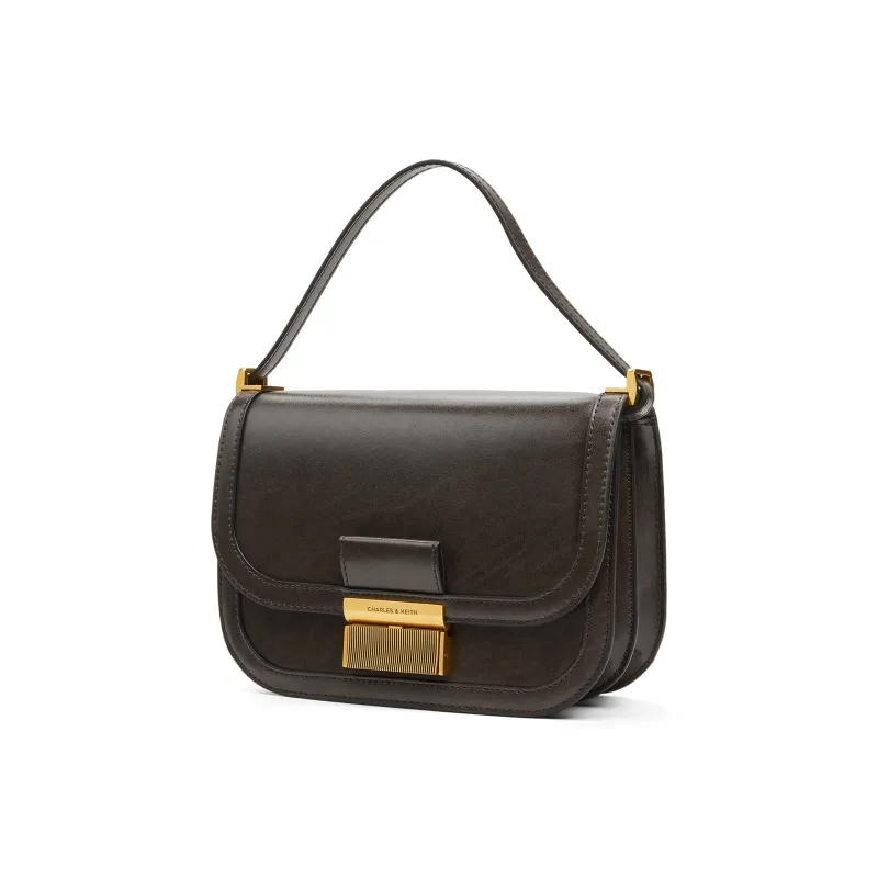 CHARLES&KEITH PU Tofu Bag Crossbody Bags Medium Size Women's Dark Moss Dark Moss Green/Black/Dark Brown Dark Brown Oat-1