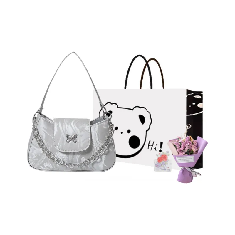 NX DOUGHNUT PU Shoulder Bag Regular Women's Black/White/Silver-24