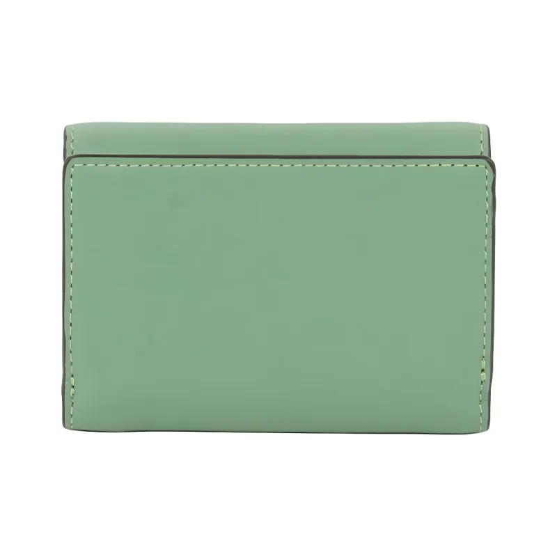 COACH Micro Delicate Calfskin Wallet Mini Women's Silver & Light Green-4