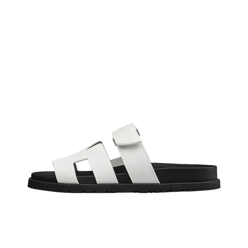 HERMES Chypre Leather Slides Women's-0