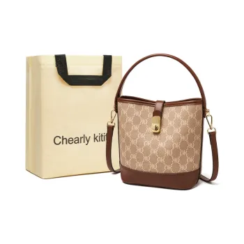 Chearly Kitity PVC Handbags Shoulder Bags Regular Women's Coffee Brown/Cream Apricot