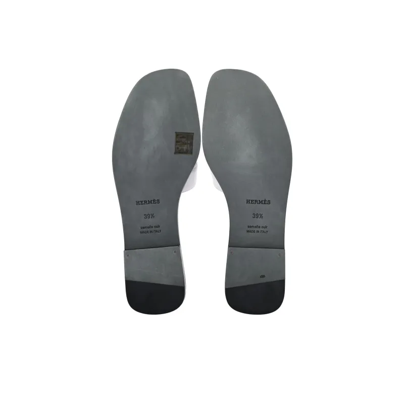 HERMES Oran Slide Slippers Women's White-5