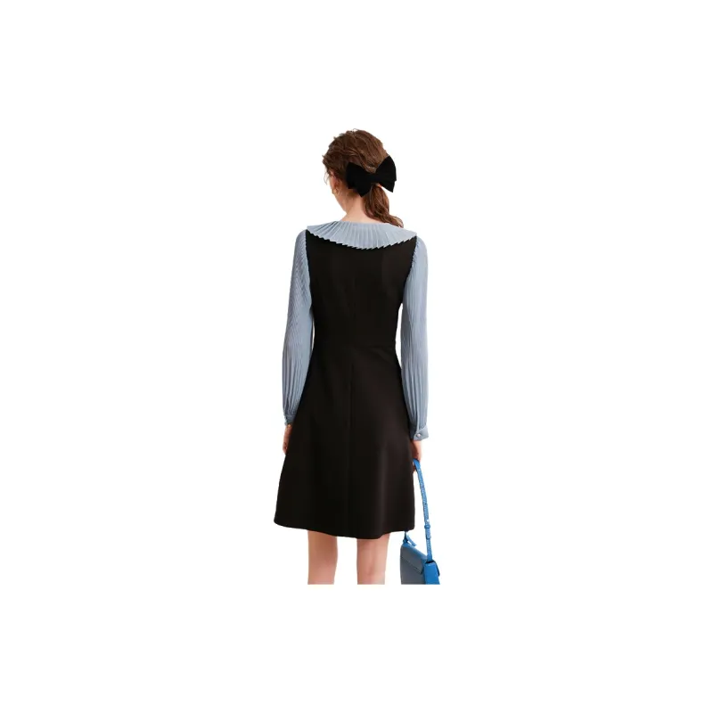 LOUISY AO Long Sleeved Dresses Women's Black & Blue-0