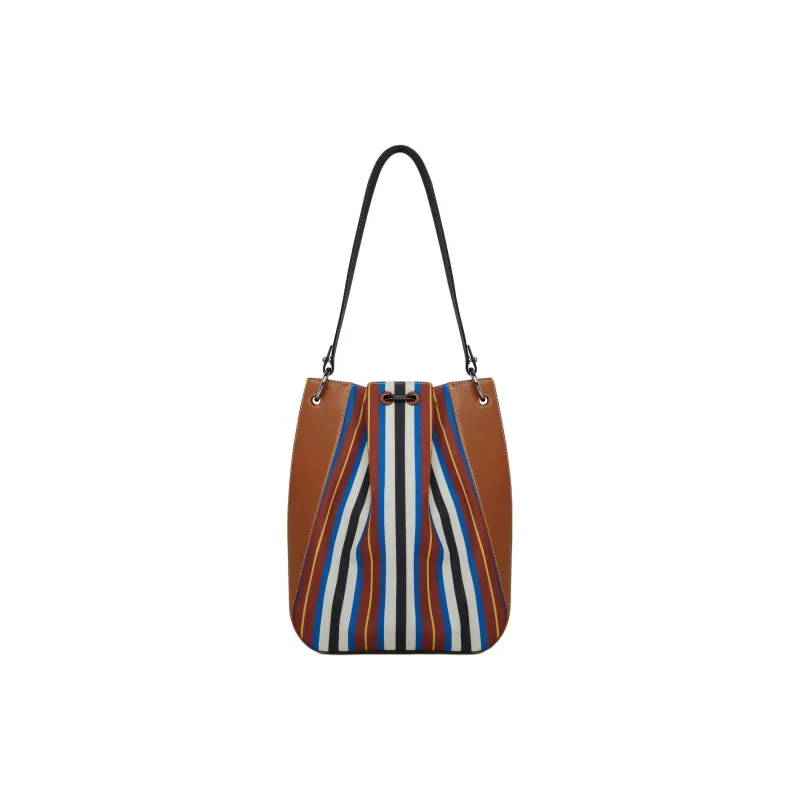 Strathberry Canvas With Smooth Calfskin Handbag Shoulder Bag Women's Chestnut/Black/Blue-2