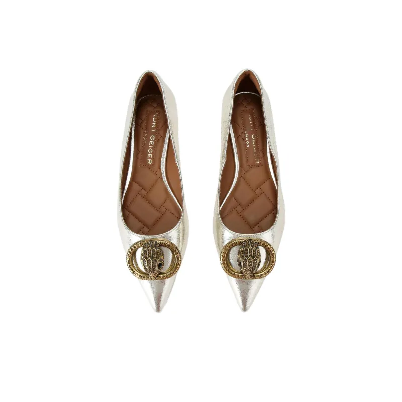 Kurt Geiger London Chelsea Point Flat Casual Single Shoes Women's Gold-3