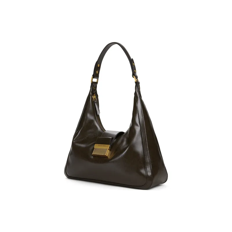 CHARLES&KEITH PU Shoulder Bag Large Size Women's Dark Moss/Toffee-1