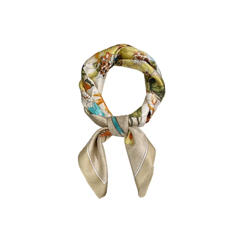 MITHAOL KUSC 100% Mulberry Silk Silk Scarves Women's Luxury Gold-0