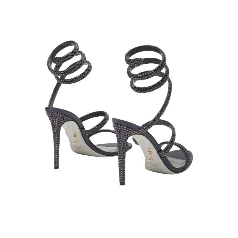 RENE CAOVILLA Cleo Strap Sandals 10.4cm Women's Dark Gray-3