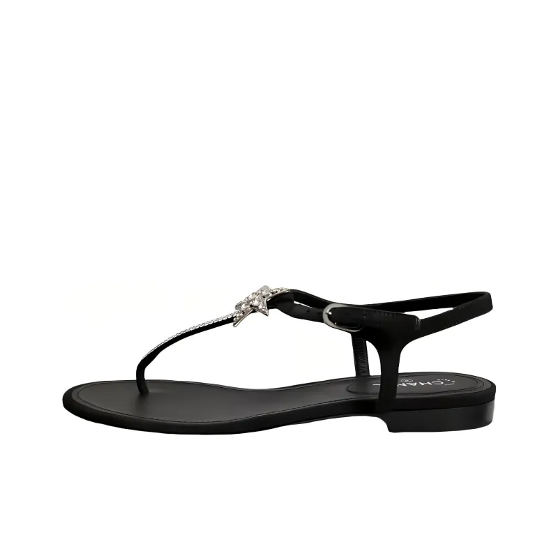 CHANEL One Strap Sandals Women's Black-0